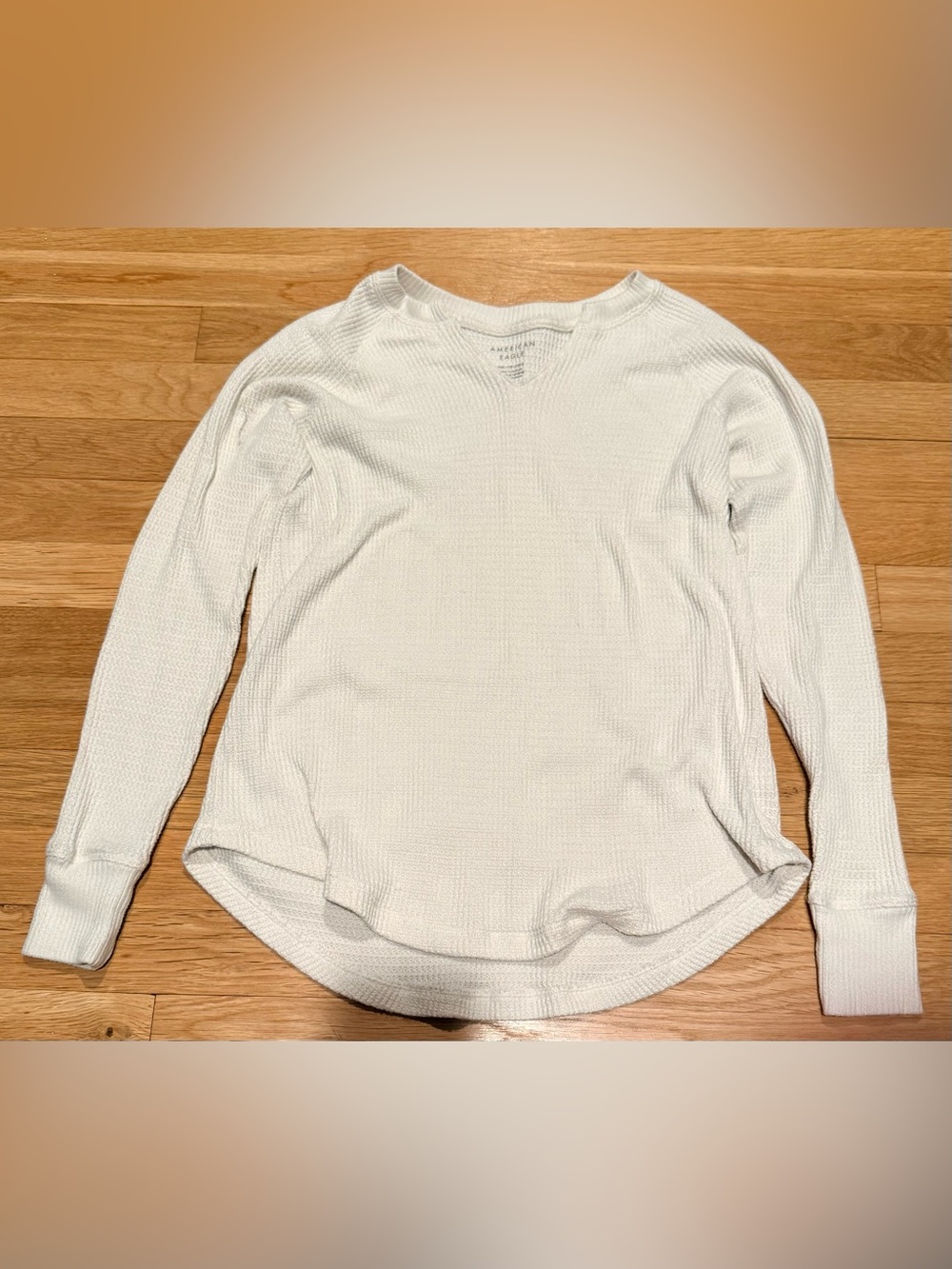 AE Women’s Split Neck Long Sleeve Waffle Shirt